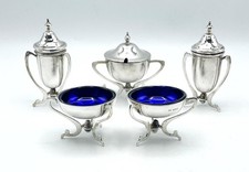 ARTS & CRAFTS SILVER CRUET SET BIRMINGHAM 1915 WILLIAM DEVENPORT