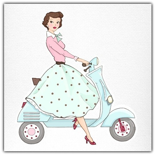 Blank card 1950 retro scooter - card,