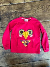 Girls/boys Red Tootsa MacGinty Cotton Jumper With Bird Face Motif Aged 5-6 Years