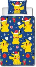 Pokemon Official Single Duvet Cover Set Xmas Fun Pikachu Design 2in1