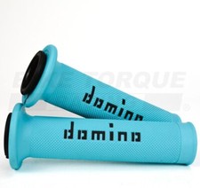 Domino Road Racing Cyan & Black A010 Motorcycle Grips to fit Yamaha Bikes