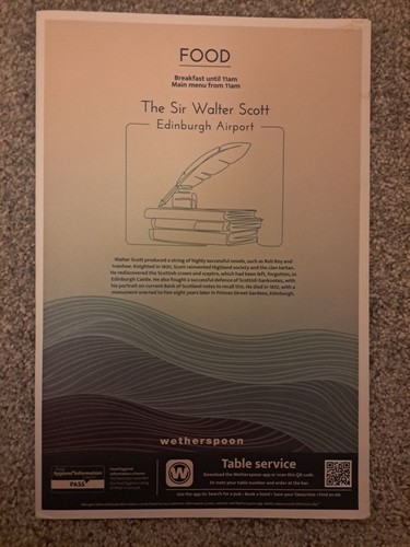 Wetherspoon menu sir walter - menu:,