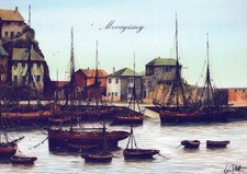 Cornwall Postcard - Mevagissey Harbour, Artist Kevin Platt   SW18079