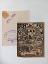 Vintage Swedish Packet Matchbox Label  - 1936 - 75x60mm - Sweden