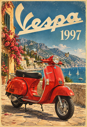 Vespa 1997 red scooter vintage - vespa,