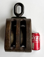 Very Large 1960s Ships Wooden Twin Pulley Block No 2 - Nautical Decor, Film Prop