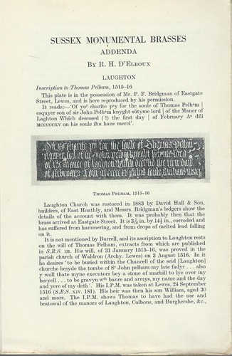 Sussex monumental brasses - sussex,