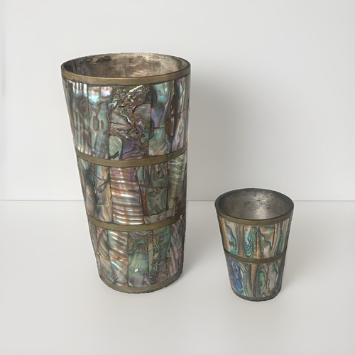 Brass silver abalone shell - silver,