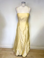 NIKI LIVAS LEMON SPAGHETTI STRAP LONG EVENING/PROM/BALL DRESS SIZE 6 UK 10