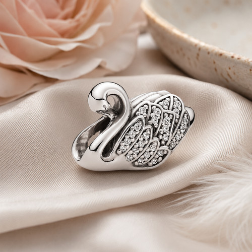 Majestic swan charm bracelet - charm,