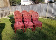 6 x Solid Rattan Chairs For Conservatory Or Dining Room
