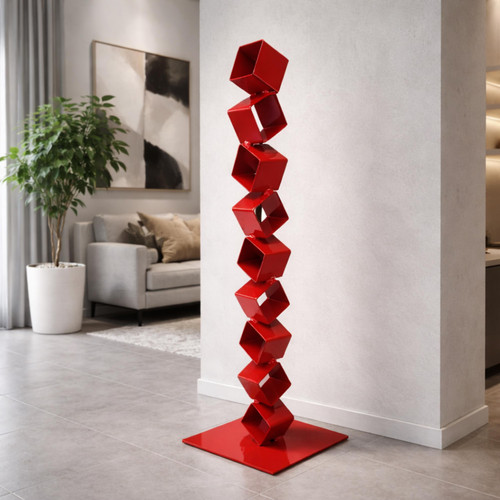 Red steel geometric - steel,