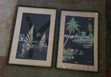  Oil Painting Junk Boats Asian