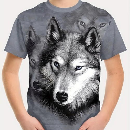 Kids wolf print shirt - t,