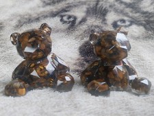 2 Geometric Resin Bear Ornaments Filled With Small Stones 3"x2.5"