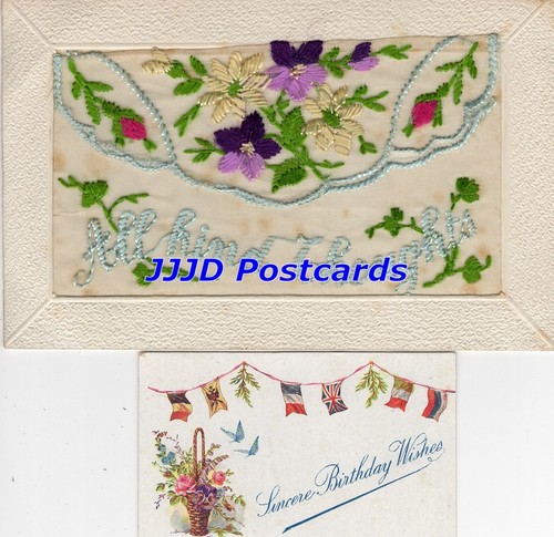 Embroidered silk postcard - embroidered,