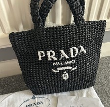 PRADA Beige Small Raffia Tote