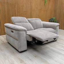 Furniture Village ‘Inca' 2 Seater Sofa Nutmeg Linen Power Recliner Headrest NEW