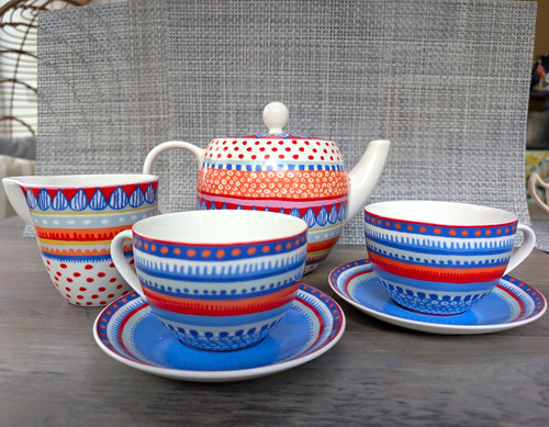 Oilily ceramic tea set polka - tea,