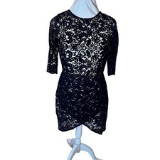 NWT Sarah Seven Black Lace Dress Women's Size 6 Knee Length Party Cocktail