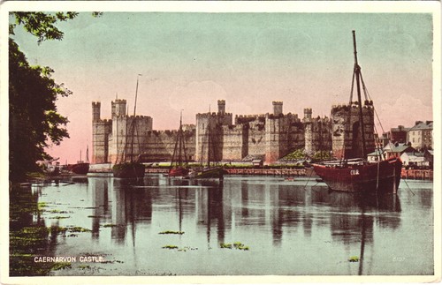 Caernarvon castle postcard - caernarvon, to