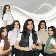 Womens Sleeveless Faux Leather Cropped Padded Gilet Jacket Quilted Waistcoat