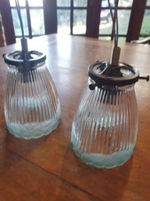 2x antique vintage Holophane