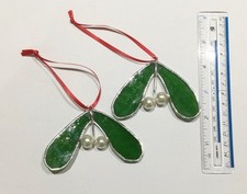 Stained Glass Mistletoe. Sun Catcher. Handmade. Christmas Tree Decoration