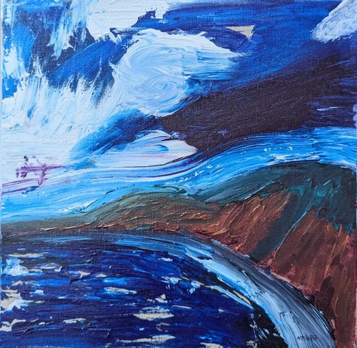 Storm sea painting dawn - storm, at