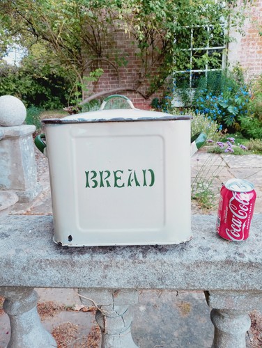 Vintage enamel bread bin - vintage,