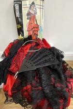 Spanish Lady Costume Woman’s 5pc Red Fancy Dress Complete Outfit Size Medium 