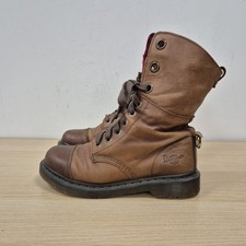 Dr Martens Triumph Aimilita Leather 9 Holes Plaid Lined Fold Down Boots Uk 6