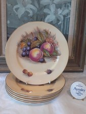 6 x Aynsley Orchard Gold Salad / Dessert Plates 8"/20cms - Signed D Jones