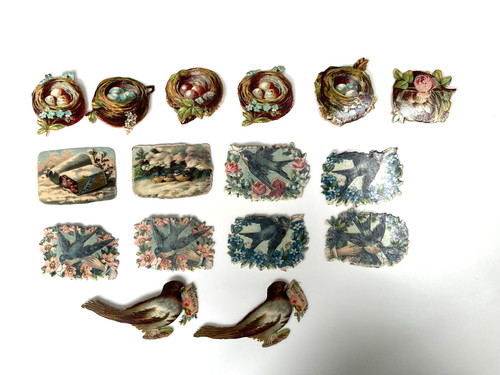 Victorian die cut scraps birds - victorian,
