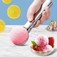 Premium Stainless Steel Ice Cream Scoop with Trigger Heavy Duty Non-Stick