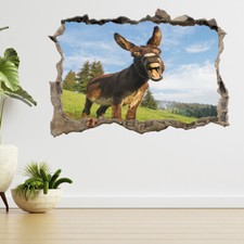 Funny Donkey At Sunset 3d Smashed View Wall Sticker Poster Decal A912