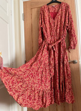 Joe Browns Rust or Burnt Orange Paisley Print Tiered Long Dress, Size 24-26