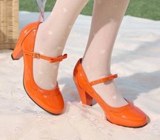 LADIESORANGE MARY JANE SHOES SIZE 9 TRANSVESTITE TV DRAG QUEEN