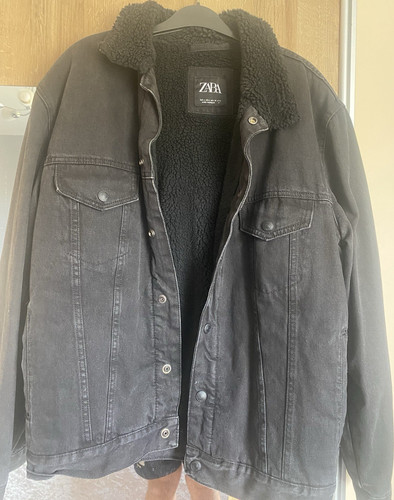 Zara black denim sherpa - sherpa, lined