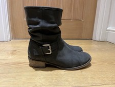 Women’s Next Black Ankle Slouch Biker Boot Low Heel Pull-on Size 6