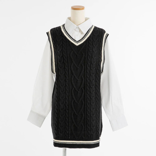 Shirt docking knit vest - knit, dress