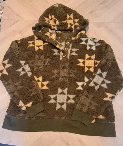 Fleece sherpa hoodie aztec - fleece,