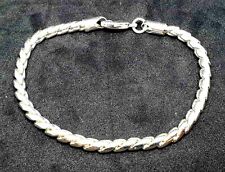 Simplistic 925 Sterling Silver Plated 8"  Wheat Link Chain Bracelet & Gift Bag