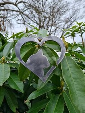 Bare Metal Cat in Heart Silhouette Home Garden Ornament Decoration Memorial