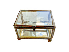 Trinket Box Etched Glass Brass