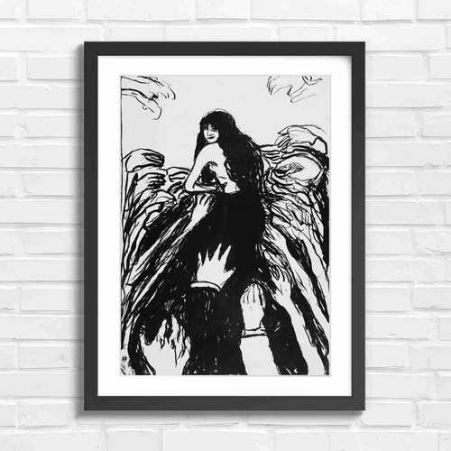 Art nouveau woman with - nouveau, wings