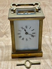 Nice Vintage Brass Carriage Clock Bevelled Glass  Made In France With Key G.W.O.