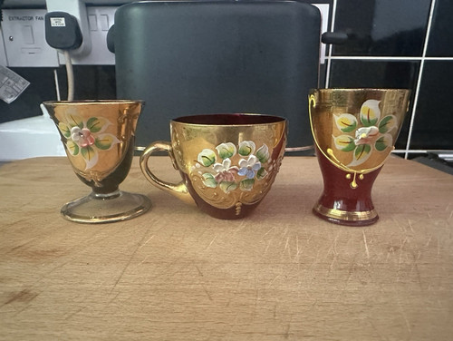 Set bohemian art glass - of, 3