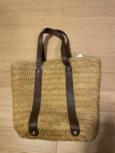 Woven straw tote bag women - straw,