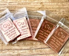 5x 1oz Copper Elemental Bar 999 Fine Bullion Ingot Periodic Table of Elements CU